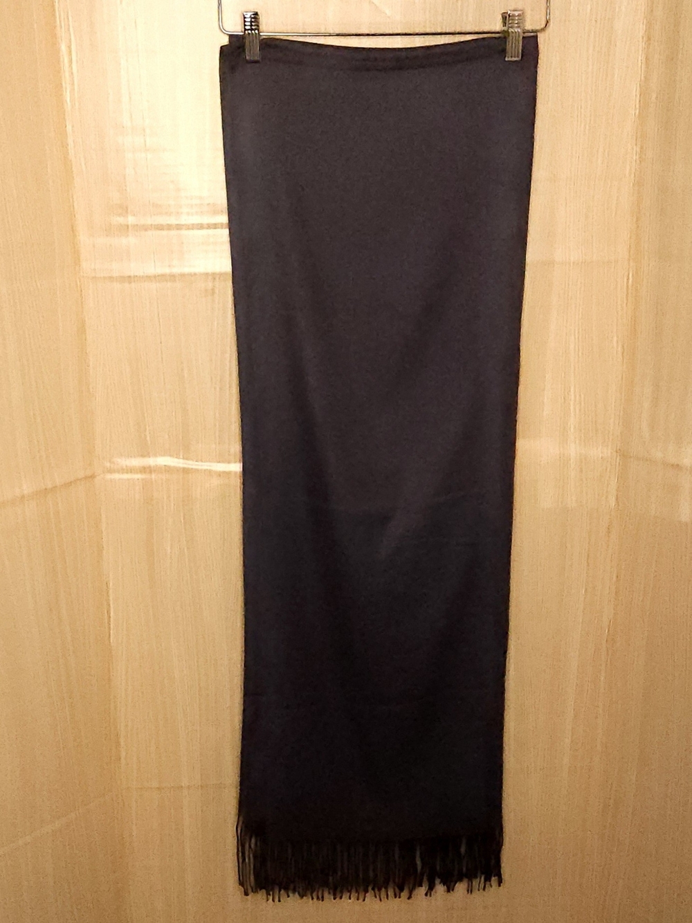 Unbranded slate blue fringe pashmina scarf.